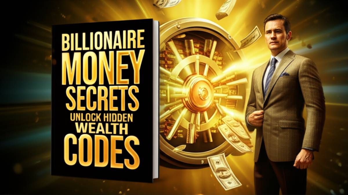 Billionaire Money Secrets book cover: wealth, gold, and financial success.