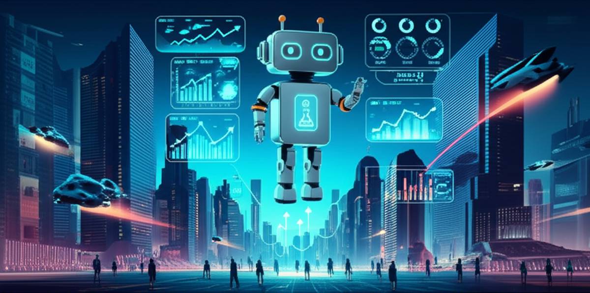 Telegram Bot City: Futuristic cityscape showcasing Telegram bot's power for business growth.