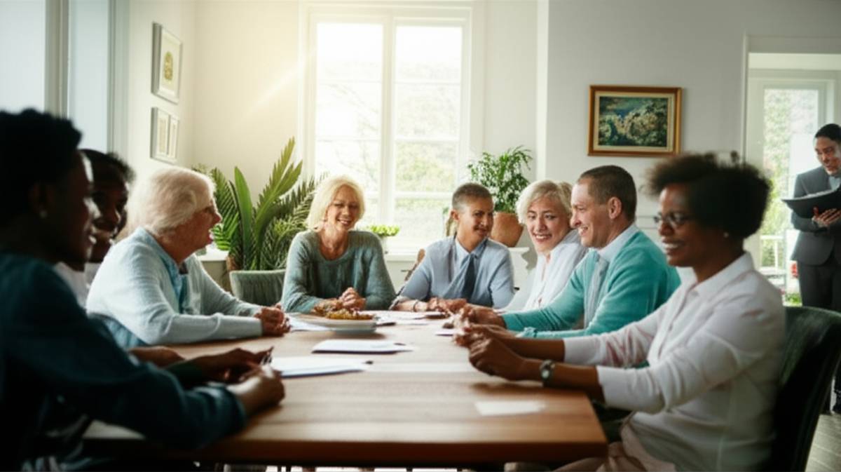 Wealthy multigenerational family enjoying life with financial advisor.