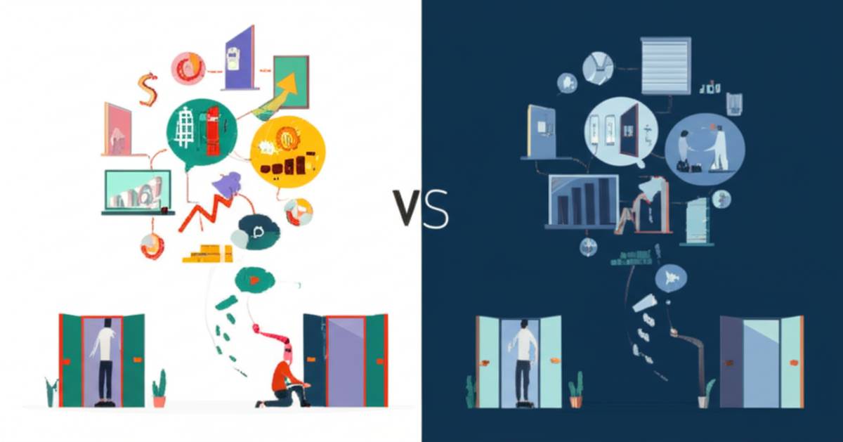 Rich vs. Poor mindsets comparison illustration