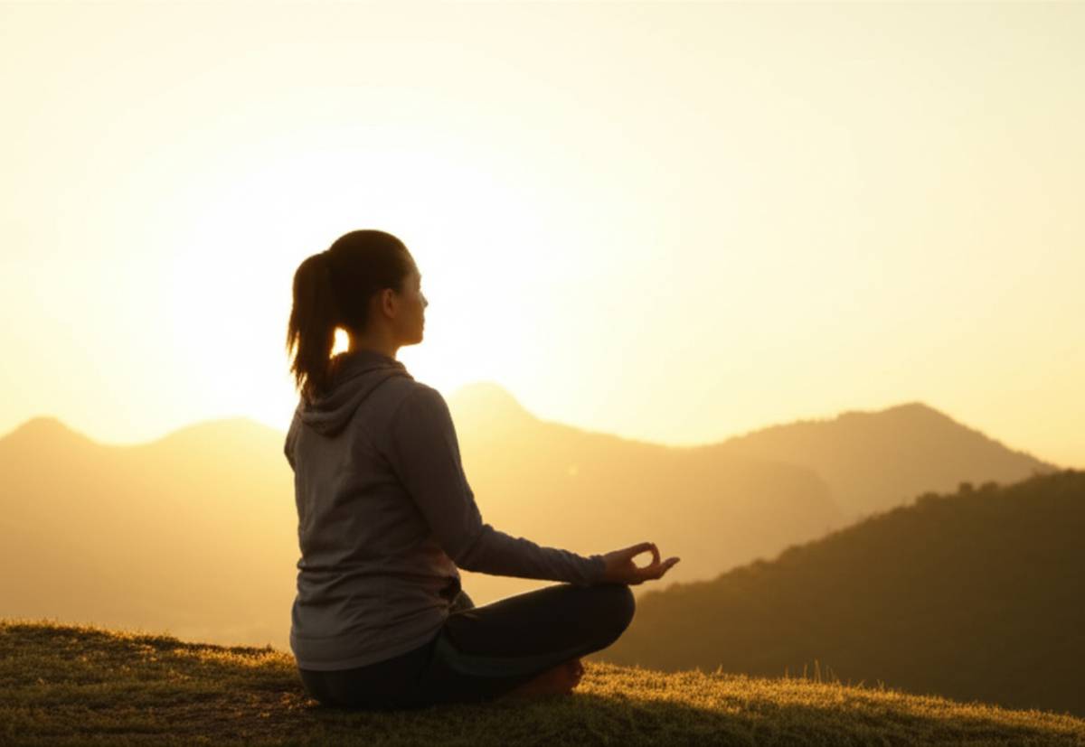 Person meditating in serene setting. Cultivate discipline for inner peace & success.