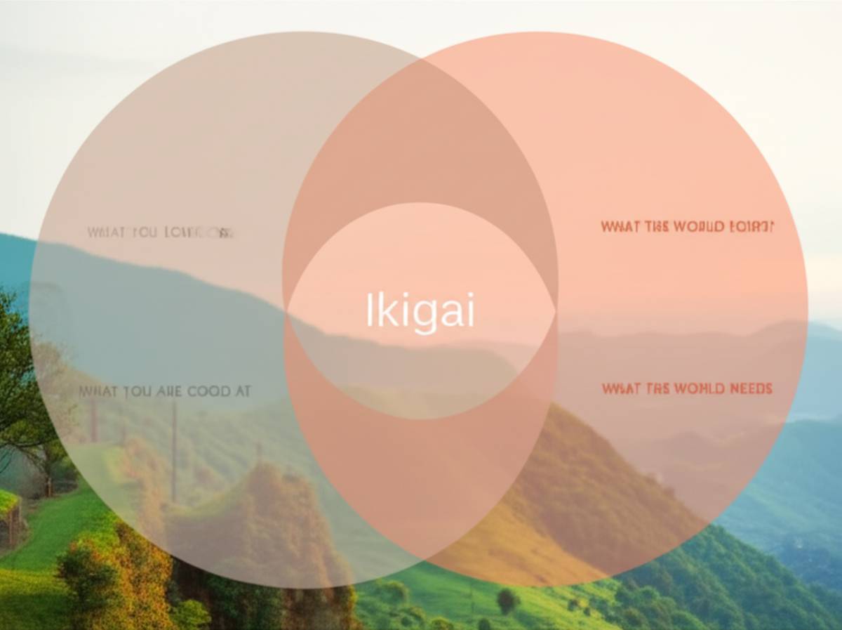 Ikigai diagram: Find your purpose by aligning passion, talent, needs, and income.