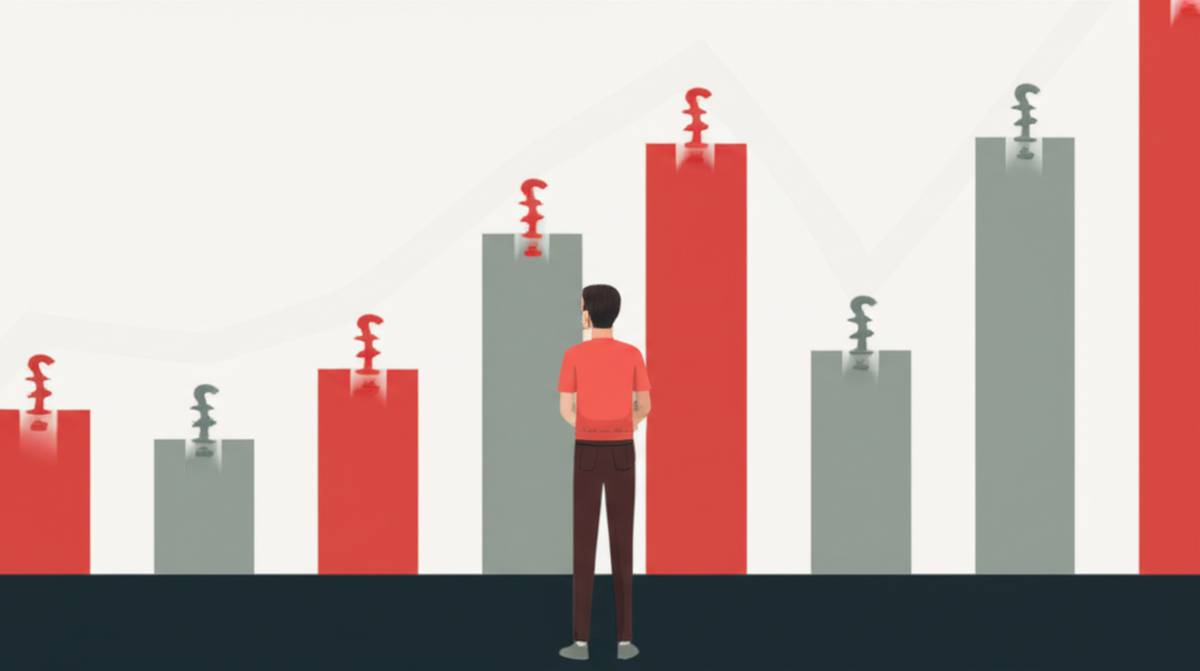 Anti-inflation mindset: person vs economic charts. Thrive in low-growth economy.