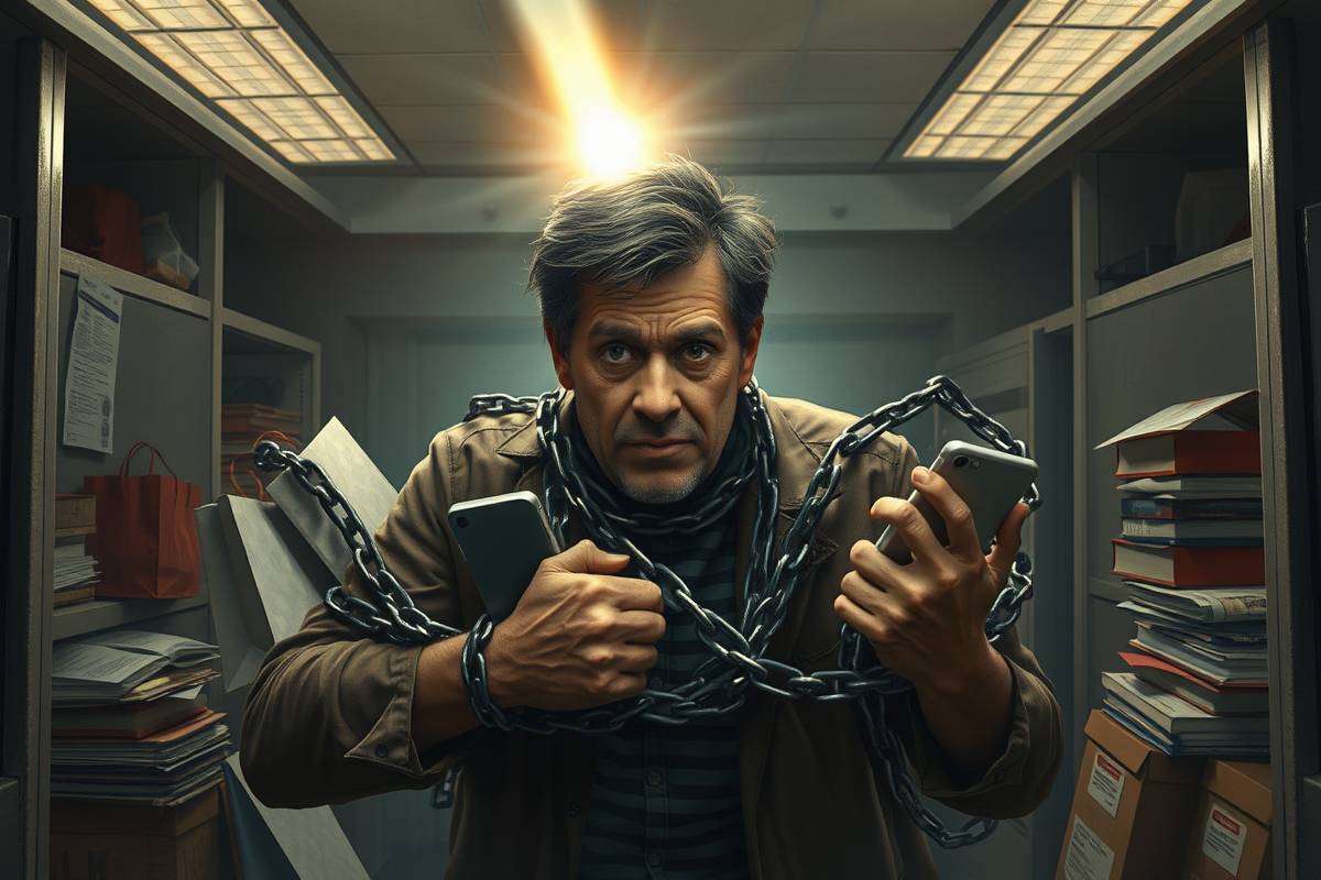 Adult struggling against consumerism's chains of credit cards & debt; finds hope for financial freedom with billionmode strategies.