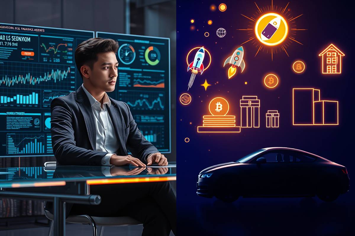 billionmode cinematic scene of a 2026 entrepreneur using an AI assistant to build wealth and dominate side hustles.